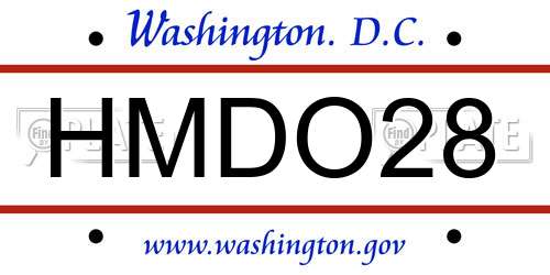 HMDO28 District Of Columbia License Plate