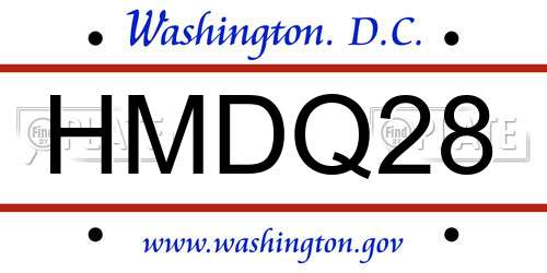 HMDQ28 District Of Columbia License Plate