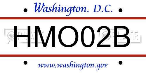 HMO02B District Of Columbia License Plate