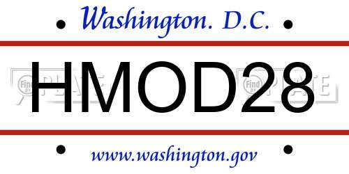 HMOD28 District Of Columbia License Plate
