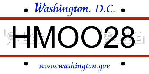 HMOO28 District Of Columbia License Plate