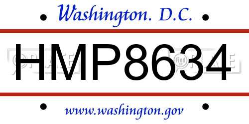 HMP8634 District Of Columbia License Plate