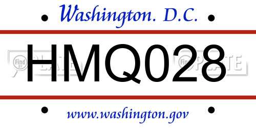 HMQ028 District Of Columbia License Plate