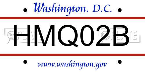 HMQ02B District Of Columbia License Plate