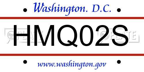 HMQ02S District Of Columbia License Plate