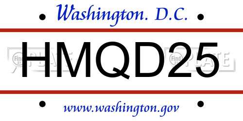 HMQD25 District Of Columbia License Plate