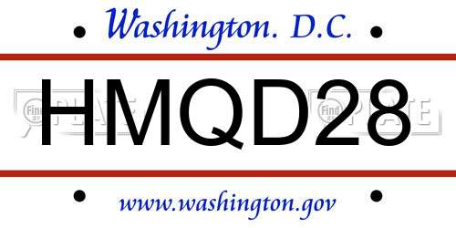 HMQD28 District Of Columbia License Plate