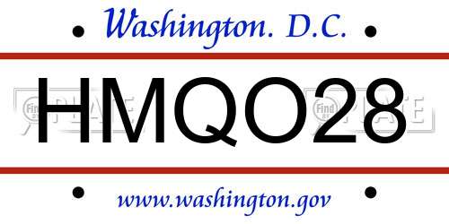 HMQO28 District Of Columbia License Plate