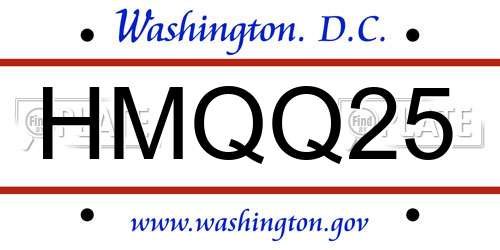 HMQQ25 District Of Columbia License Plate