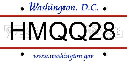 HMQQ28 District Of Columbia License Plate