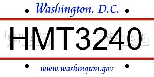 HMT3240 District Of Columbia License Plate