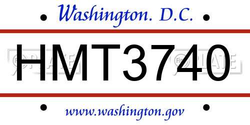 HMT3740 District Of Columbia License Plate