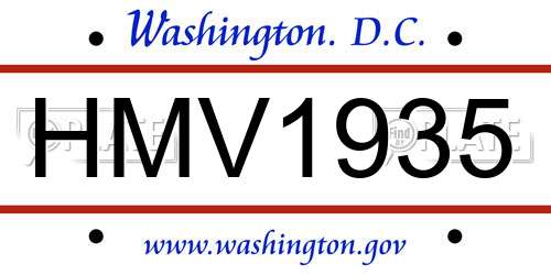 HMV1935 District Of Columbia License Plate