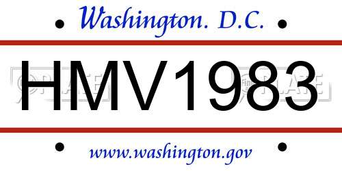 HMV1983 District Of Columbia License Plate