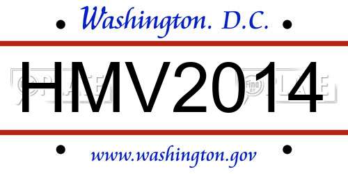 HMV2014 District Of Columbia License Plate