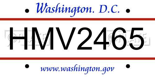HMV2465 District Of Columbia License Plate