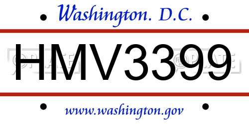 HMV3399 District Of Columbia License Plate