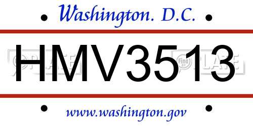 HMV3513 District Of Columbia License Plate
