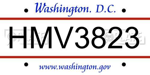 HMV3823 District Of Columbia License Plate