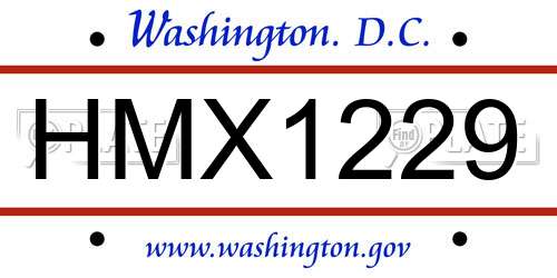 HMX1229 District Of Columbia License Plate