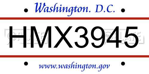 HMX3945 District Of Columbia License Plate