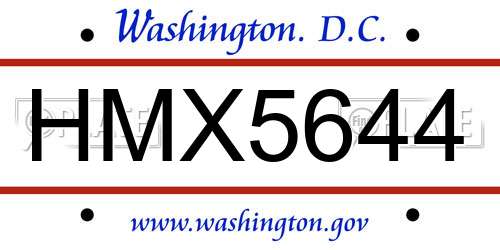 HMX5644 District Of Columbia License Plate