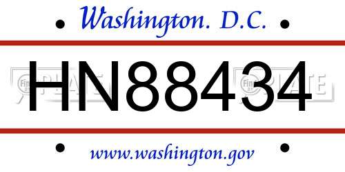 HN88434 District Of Columbia License Plate