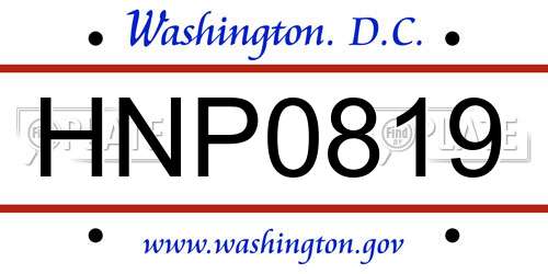 HNP0819 District Of Columbia License Plate