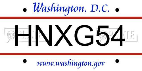 HNXG54 District Of Columbia License Plate