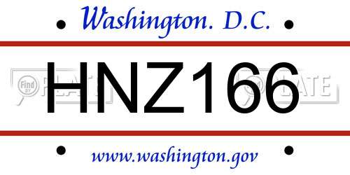 HNZ166 District Of Columbia License Plate
