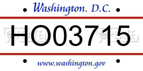 HO03715 District Of Columbia License Plate