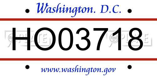 HO03718 District Of Columbia License Plate