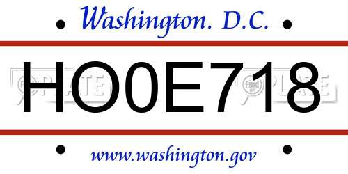 HO0E718 District Of Columbia License Plate