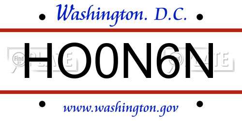 HO0N6N District Of Columbia License Plate