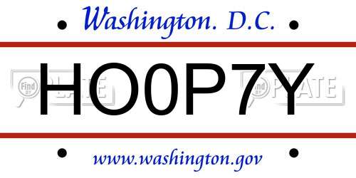 HO0P7Y District Of Columbia License Plate