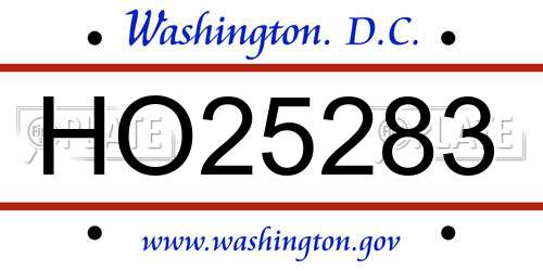 HO25283 District Of Columbia License Plate