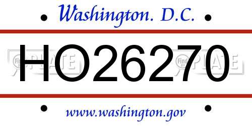 HO26270 District Of Columbia License Plate