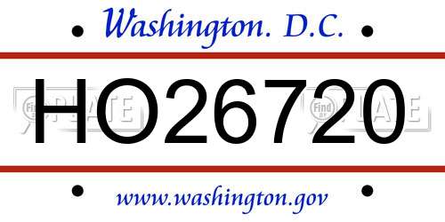 HO26720 District Of Columbia License Plate