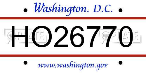 HO26770 District Of Columbia License Plate