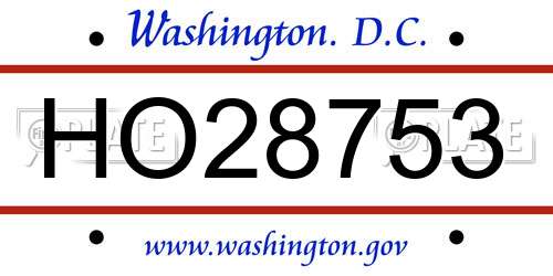 HO28753 District Of Columbia License Plate