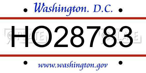 HO28783 District Of Columbia License Plate