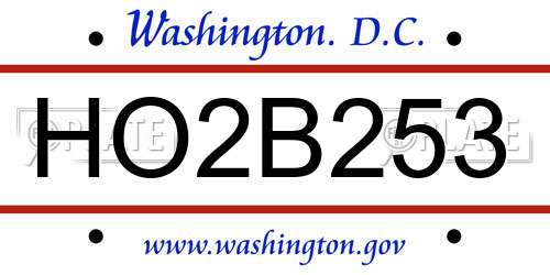 HO2B253 District Of Columbia License Plate