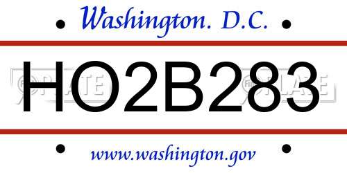 HO2B283 District Of Columbia License Plate