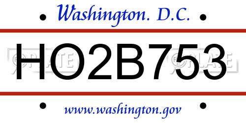 HO2B753 District Of Columbia License Plate