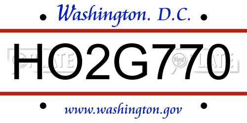 HO2G770 District Of Columbia License Plate