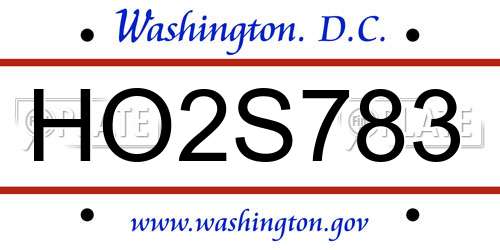 HO2S783 District Of Columbia License Plate