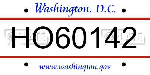 HO60142 District Of Columbia License Plate