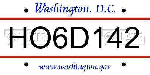 HO6D142 District Of Columbia License Plate