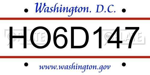 HO6D147 District Of Columbia License Plate