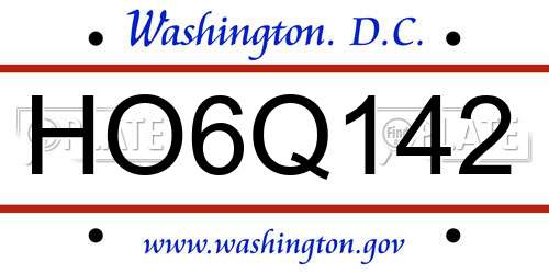HO6Q142 District Of Columbia License Plate